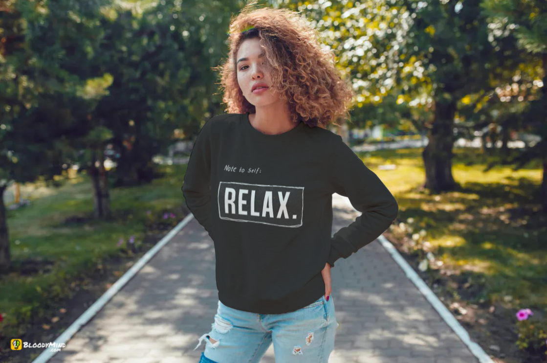 "Note to Self" Women Cozy Long Sleeve Crew Neck Sweater