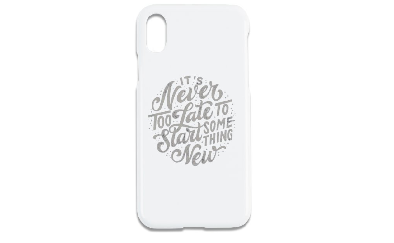 "Never Too Late" Glossy Case Perfect Fit