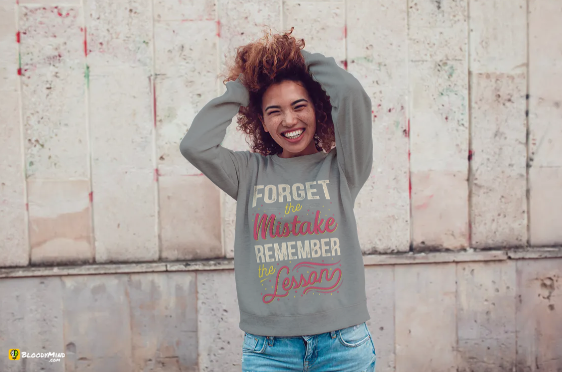 "Forget the Mistake" Women Cozy Long Sleeve Crew Neck Sweater