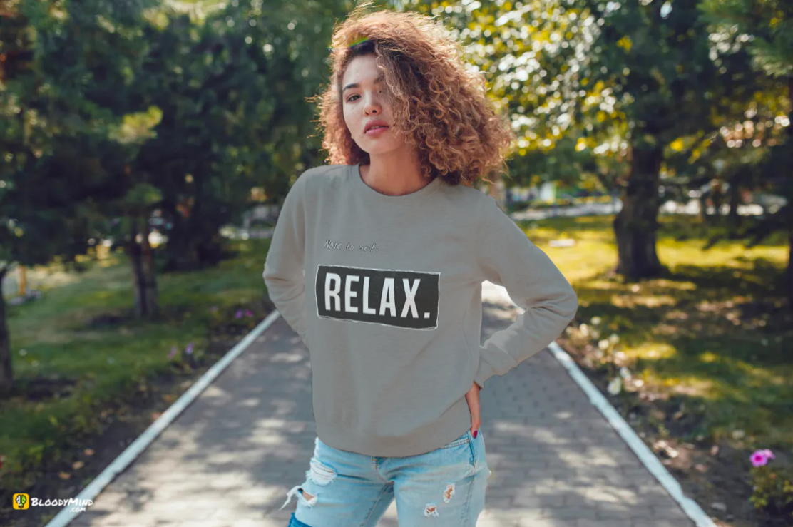 "Note to Self" Women Cozy Long Sleeve Crew Neck Sweater