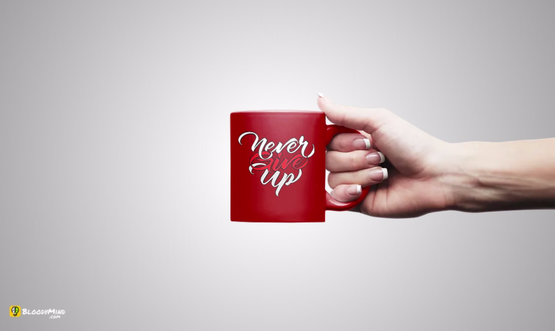 "Never Give Up" Premium Statement Mug