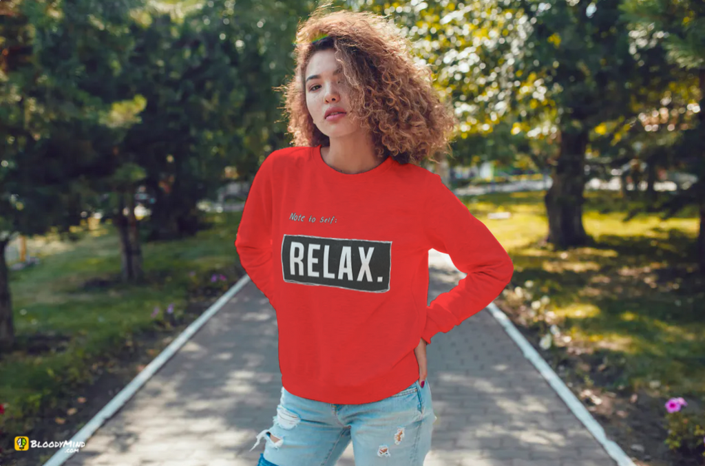 "Note to Self" Women Cozy Long Sleeve Crew Neck Sweater