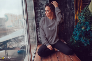 "Relax" Women Cozy Long Sleeve Crew Neck Sweater