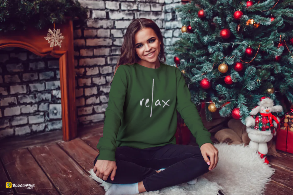 "Relax" Women Cozy Long Sleeve Crew Neck Sweater