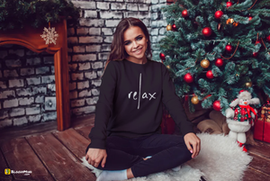 "Relax" Women Cozy Long Sleeve Crew Neck Sweater