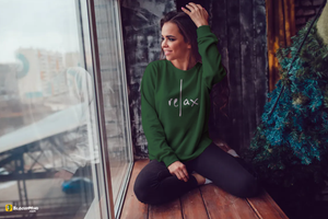 "Relax" Women Cozy Long Sleeve Crew Neck Sweater